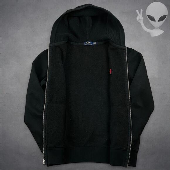 Polo Ralph Lauren Full Zip Hoodie Small Black Classic Jacket Red Pony - Picture 3 of 6